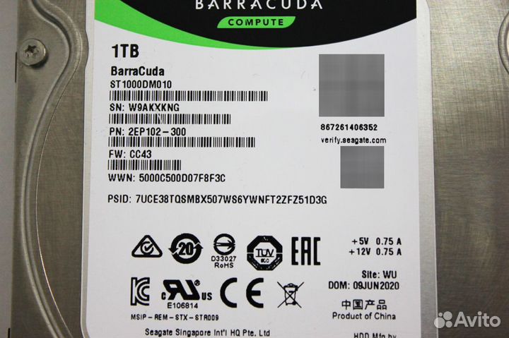 Жёсткий диск 1 TB Seagate Barracuda