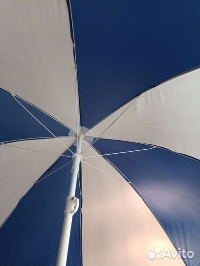Зонт пляжный сине-белый + бур-держатель