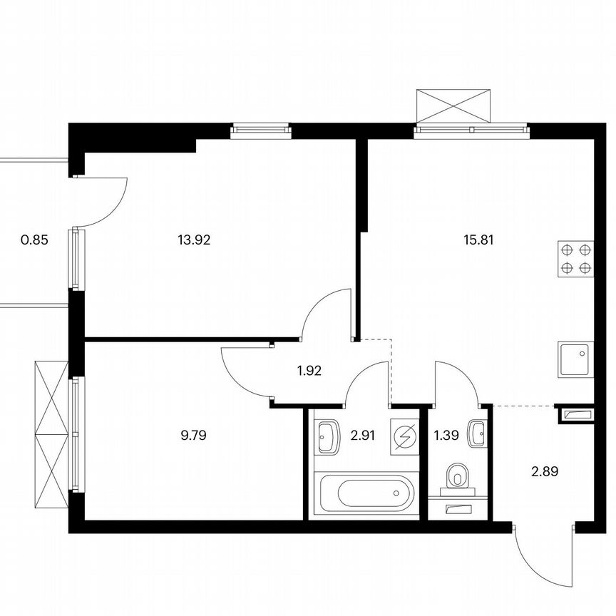 2-к. квартира, 49,5 м², 15/15 эт.