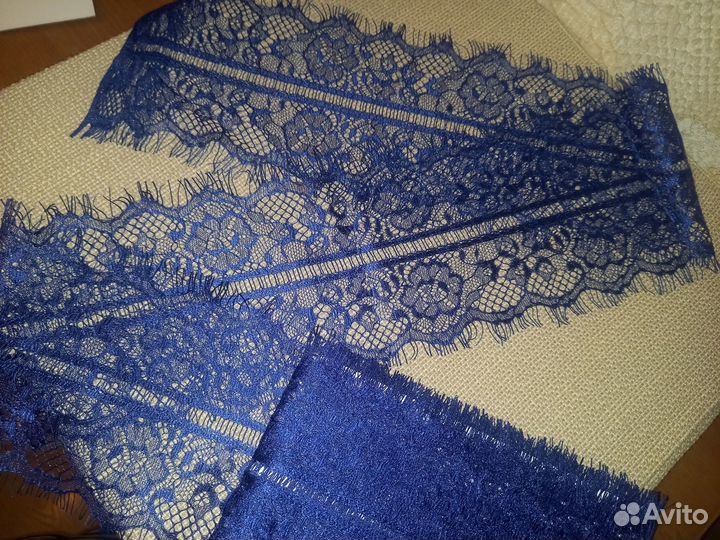 Кружево реснички, 120 мм длина 3,10см, цвет синий