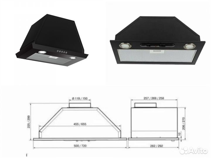 Встраиваемая вытяжка врезной блок elikor