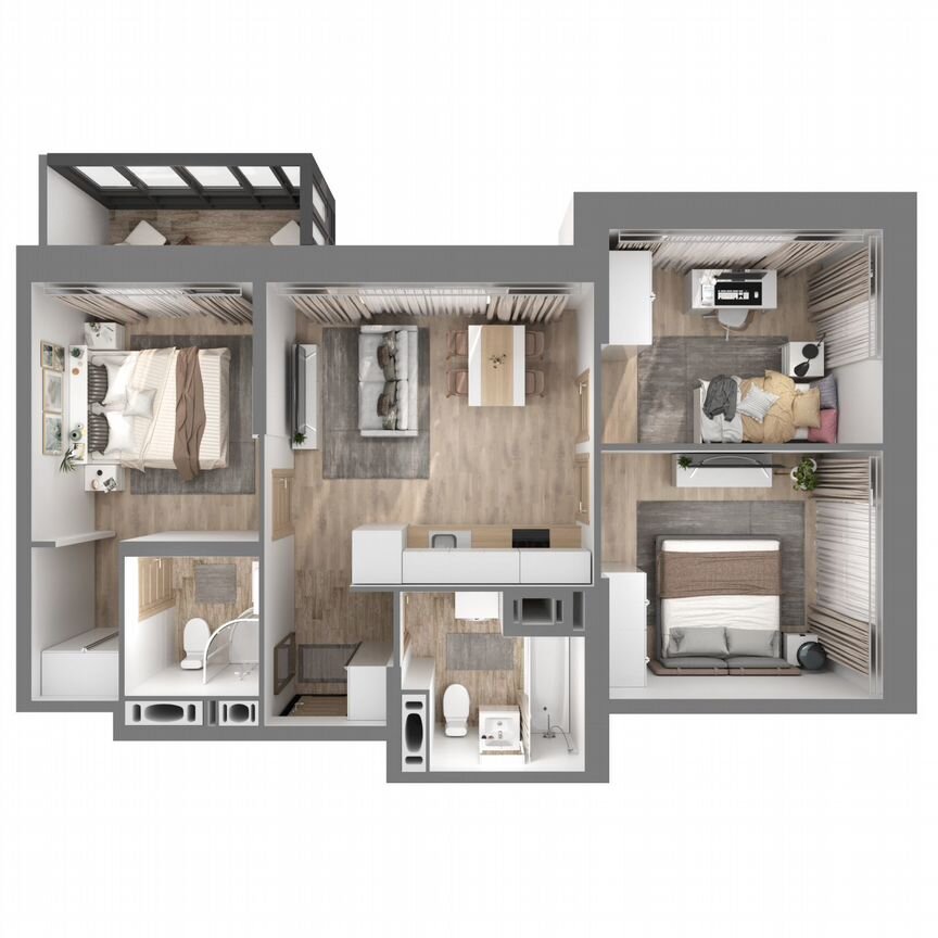 3-к. квартира, 64,6 м², 7/23 эт.