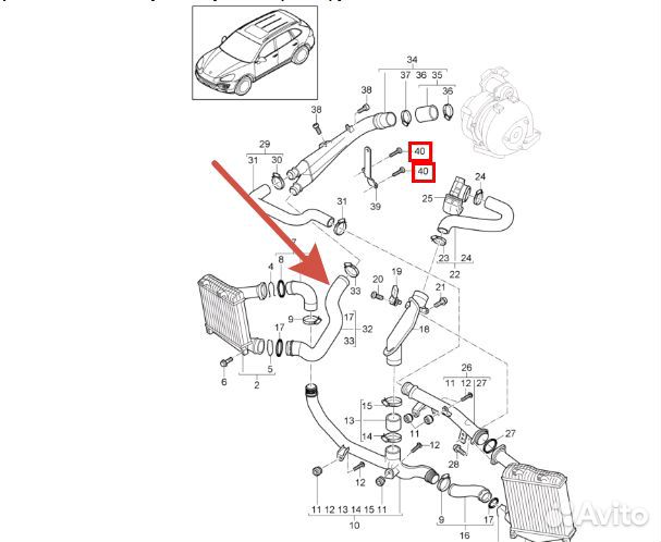 Патрубок интеркулера Porsche Cayenne 958 10-2014