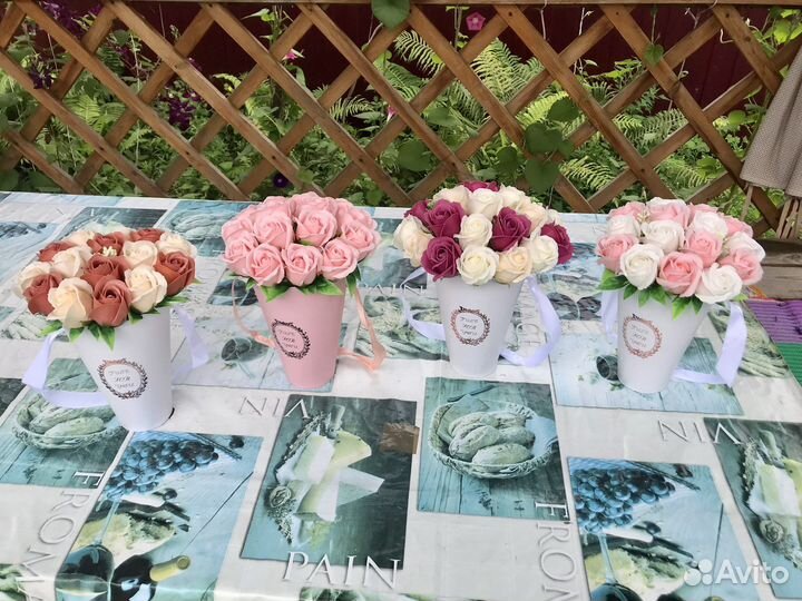 Букеты из мыльных роз