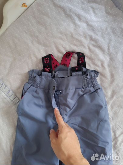 Утепленные штаны на лямках, размер 86-92