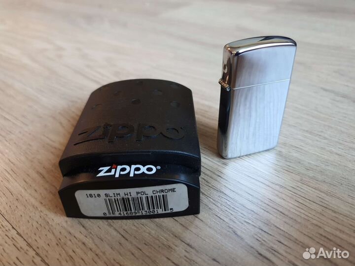 Узкая зажигалка Zippo Slim Hi Pol Chrome 1610