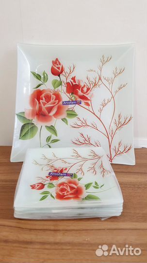 Набор квадратных тарелок Arcofam (Иранское стекло)