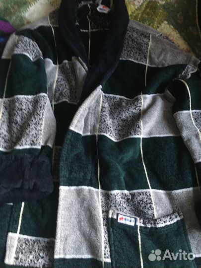 Мужской махровый халат для бани,две жилетки