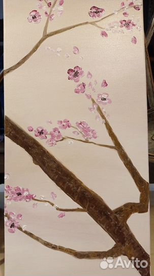Картина сакура масло,холст