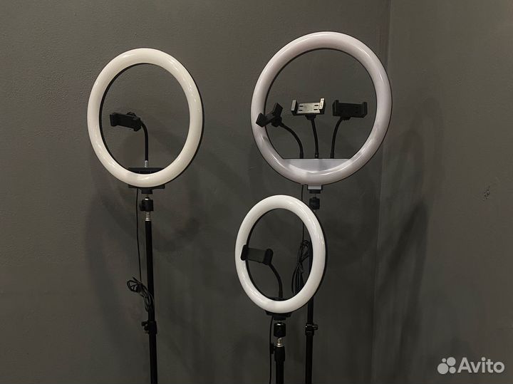 Кольцевая лампа 26-33см+штатив в подарок+держатель