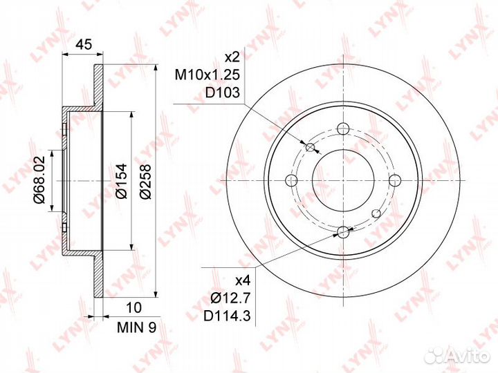 Диск тормозной зад BN1100 lynxauto