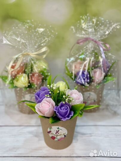 Букеты из мыла на 8 марта/ тюльпаны