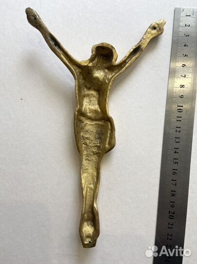 Старинное бронзовое распятие 21,5 см Иисус