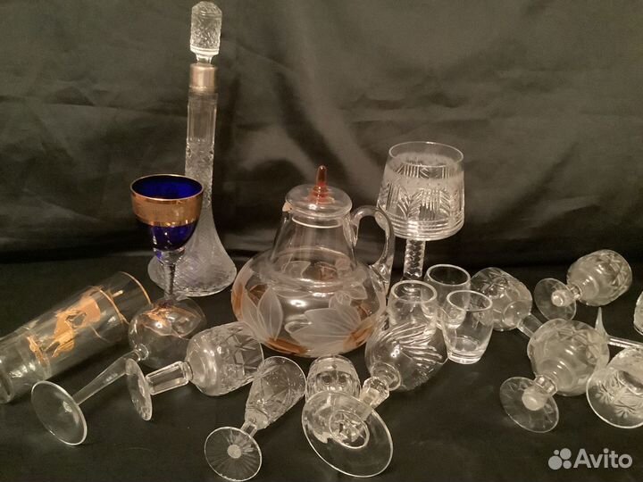 Сервировка стола Хрусталь чсср, СССР- Винтаж