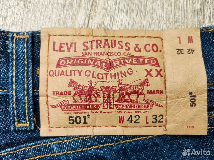 Levi's 501 Оригинал винтажные джинсы 42/32