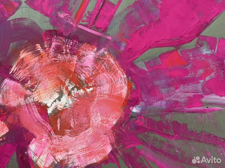 Яркая картина абстракия маслом в интерьер цветы