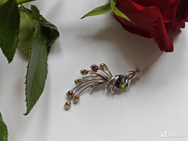 Брошь павлин начало 90х