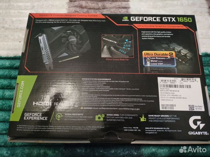 Видеокарта gtx 1650 4gb