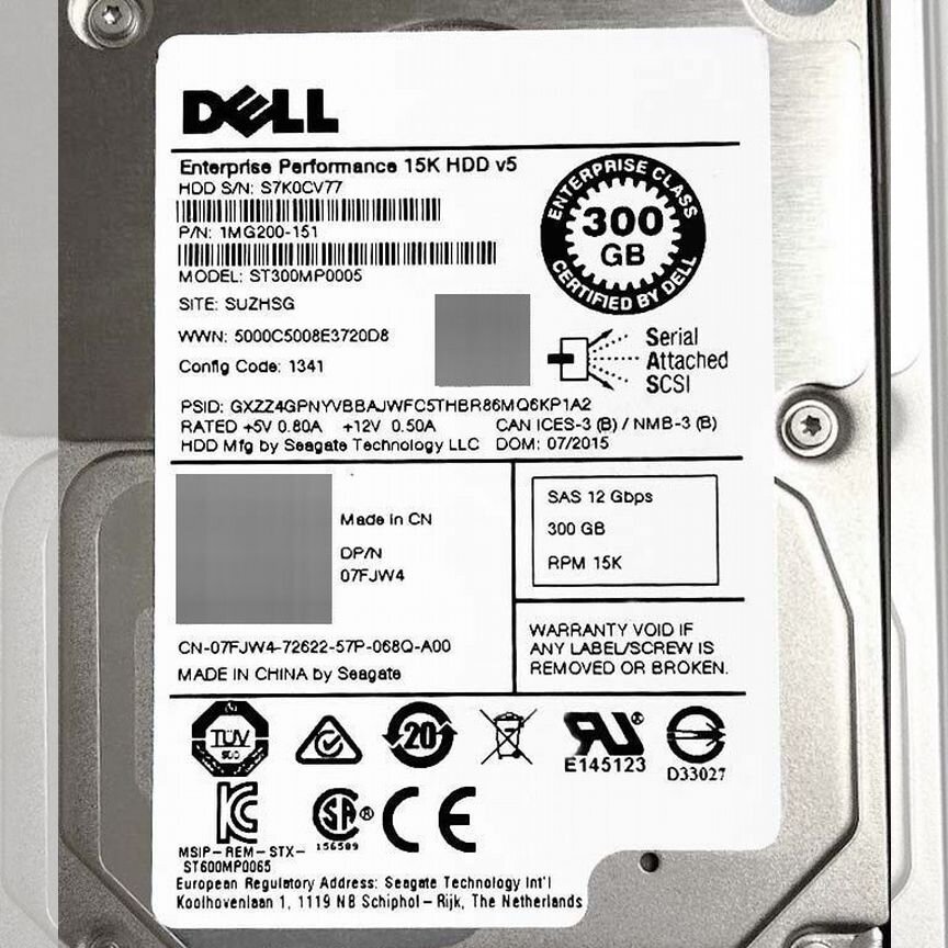 [07FJW4] Жесткий Диск Dell 7fjw4 300gb Sas 2.5 07fjw4