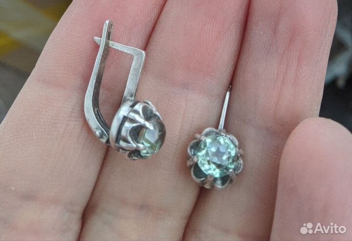 Кольцо и серьги с александритами серебро 875