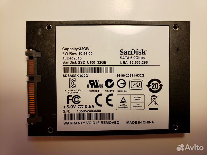 SSD 32gb HP g6-1209sr