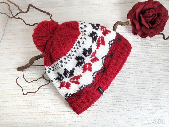 Шапка вязаная женская теплая с подкладом ONE size