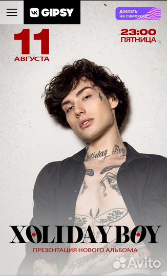 2 билеты на концерт: holidayboy