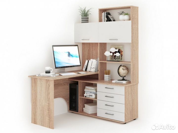 Стол письменный Гарвард угловой с надставкой прав