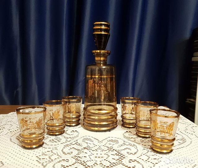 Графин и стопки, Богемия, винтаж