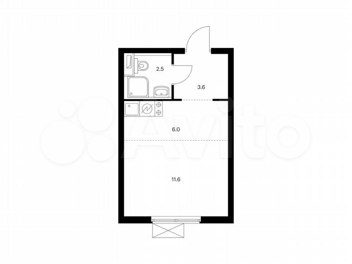 Квартира-студия, 23,7 м², 25/33 эт.