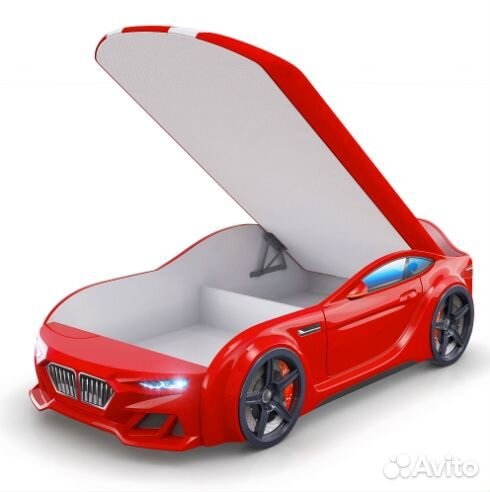 Кровать машина объемные колеса