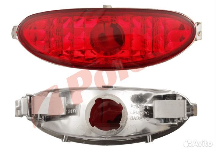 Фонарь В задний бампер прозрачный красный для peug