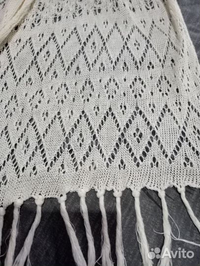 Шарф- палантин ажурный лён