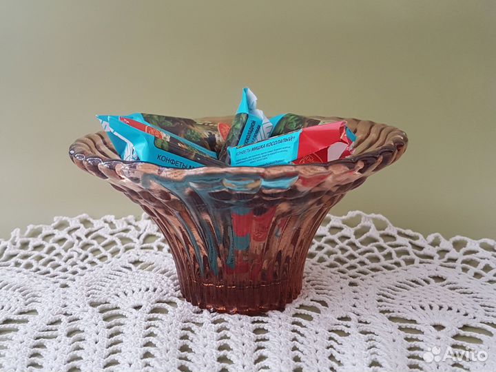 Конфетница/ сахарница карамельное стекло СССР