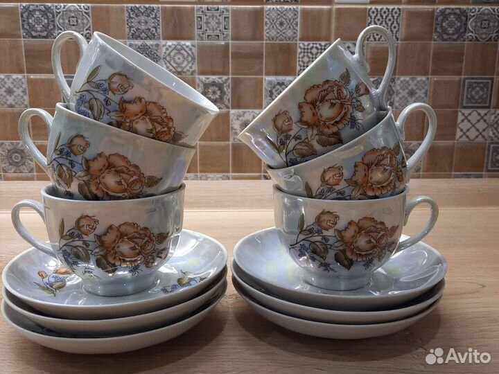 Чайный кофейный сервиз Дулево перламутр