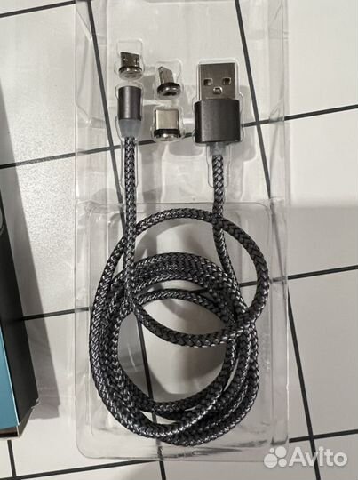 Магнитный кабель (3 типа разъемов) + зарядка 1А