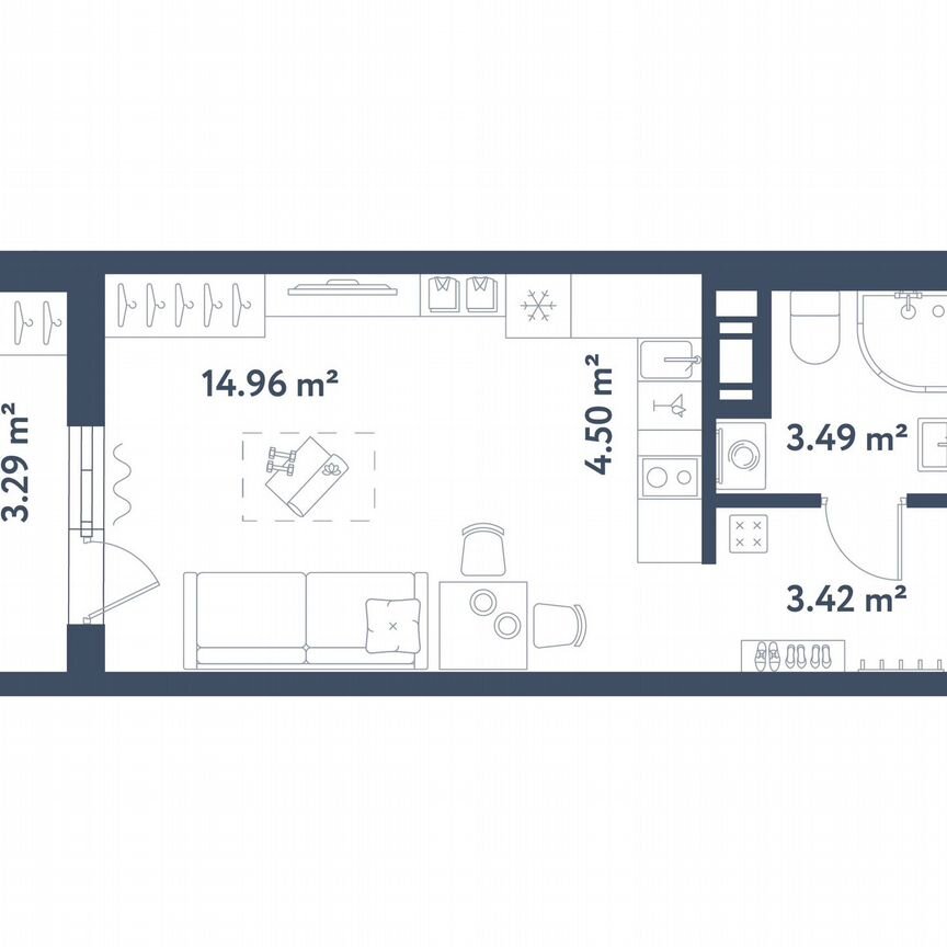 Квартира-студия, 28 м², 7/11 эт.