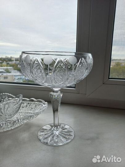 Ваза на ножке хрусталь