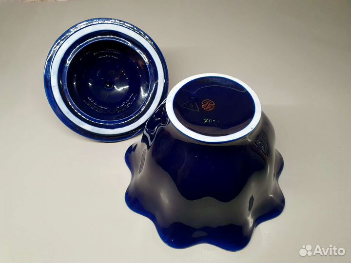 Сахарница Синий цветок Бронницкий завод