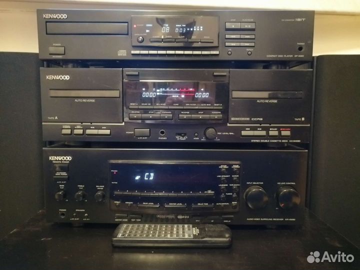 Kenwood ресивер, CD, кассетная дека, колонки