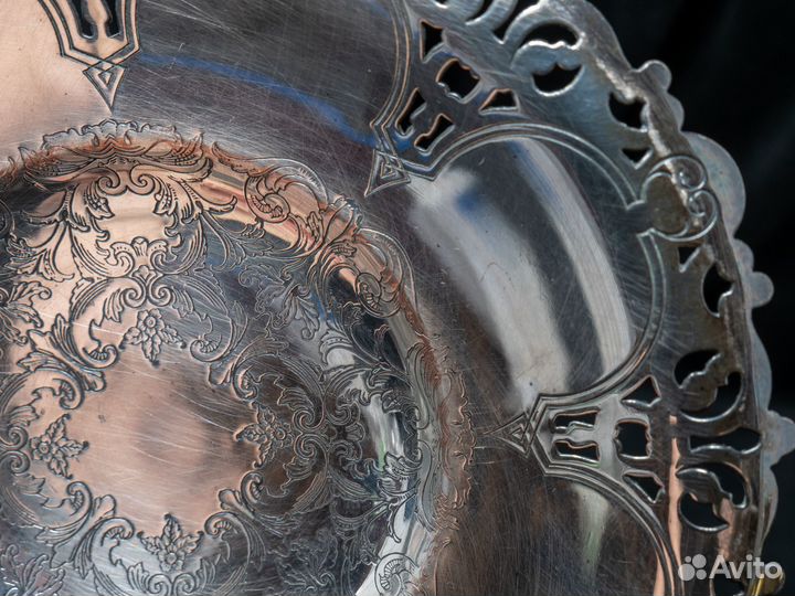 Посеребренное блюдо на ножке, Wm.A. Rogers, винтаж