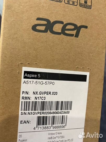 Ноутбук Acer Aspire A517-51G-57P0