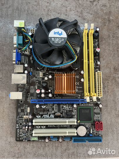 Комплект мат. плата 775+q6600 4x2.4gz