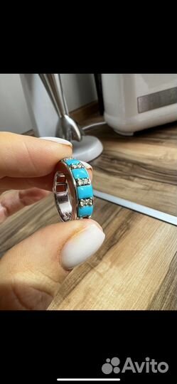 Кольцо с бирюзой и бриллиантами