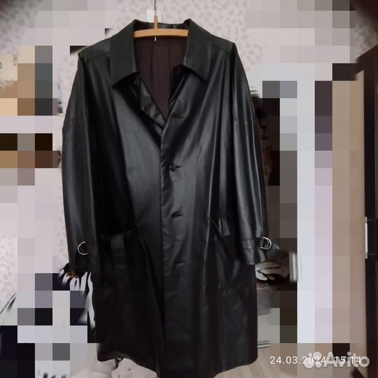 Плащ кожзам, мужской, размер 54-56