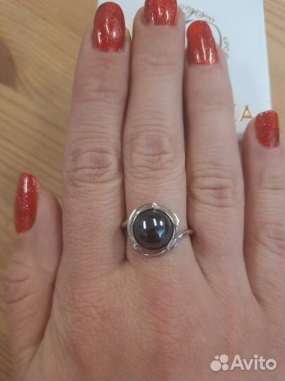 Очаровательное серебрян. кольцо с натур. Гематитом