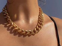 Золотая женская цепочка на шею панцирного плетения