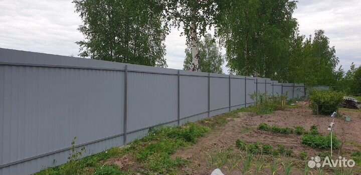 Забор из профлиста. Ворота. Калитки. Сваи