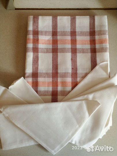 Скатерть льняная новая СССР с сафетками