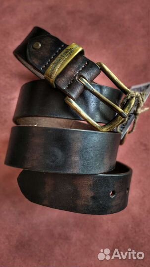 Ремень кожаный ручной работы